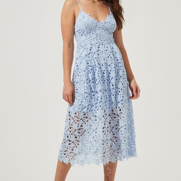 Astr Dresses & Skirts - ASTR the Label Lace A-Line Midi Dress with Crochet Lace